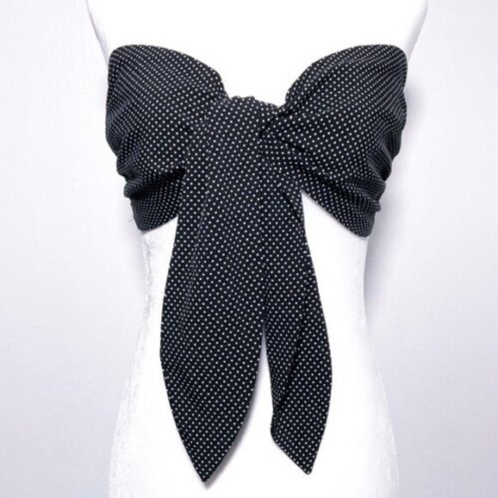 Nasty Gal Black Polka Dot Tie Front Bralette Crop Top Size 4